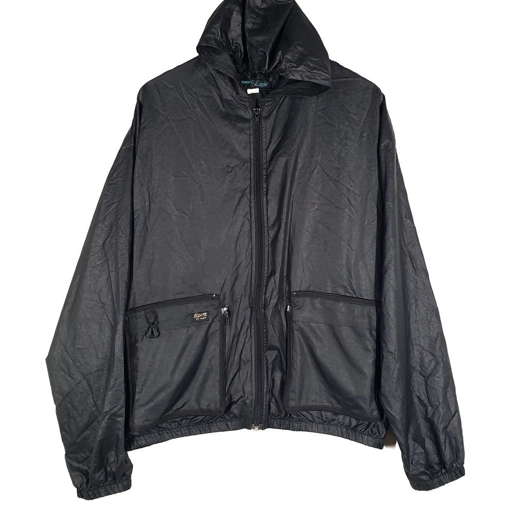 Equipe By Team Productions Packable‎ Windbreaker Rain Jacket L Black Hooded